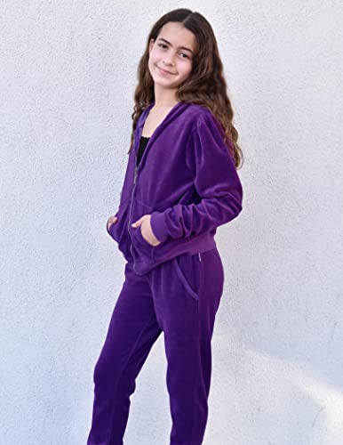 Image of Arshiner 2 Piece Outfits for Girls Kids Velour Tracksuit and Jogger Set