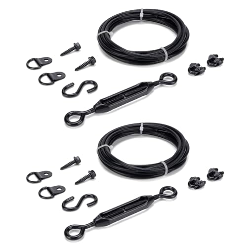 HILLMASTER Durable Anti-Sag Gate Kits for Wooden Fence Gate Support Cable Kit in Zinc Anti-Sagging Fence Gate Kit Steel Wood Door Repair Kit Gate Frame Kit for Outdoor 2 Pack Black