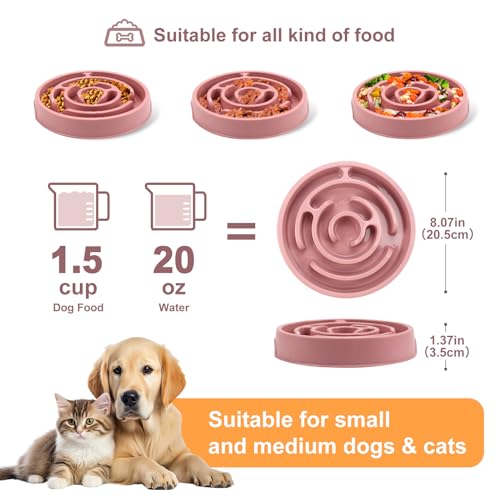 Slow Feeder Dog Bowls, Silicone Dog Bowl with Anti-Slip, Slow Feeder & Non-Slip Design, Boredom and Anxiety Reducer, Suitable for All Breed Dogs and Cat (Pink) - Image 3