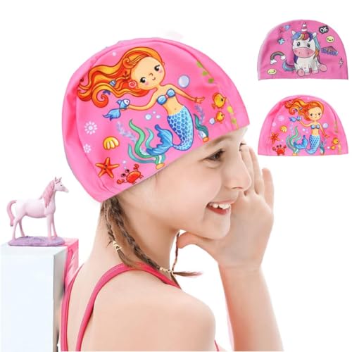 Gorro de natación Unicornios y Sirenas para niños, Gorro de natación elástico de Silicona...