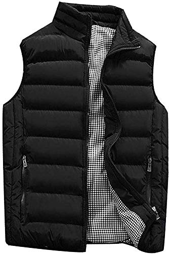 Abrigos Hombre Invierno,Hombre Sin Mangas De Plumas Chaquetas Invierno Calor Chalecos Acolchado Cazadoras (Negro, M)