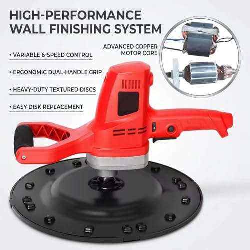 Image of Cordless Wall Smoothing Polishing Machine, 21V Electric Power Trowel for Concrete Plaster and Cement Mortar, 38cm Pad Putty Trowel, Pure Copper Motor 6 Speed Adjustment 40 to 300 rpm(10 cell battery)