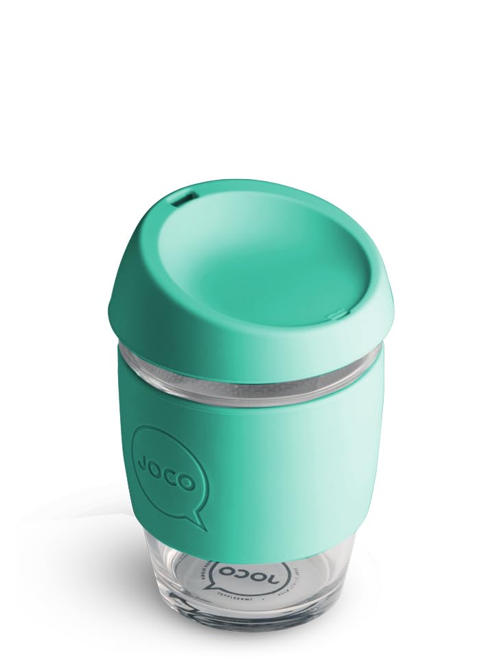 Taza de vidrio reutilizable 12oz JOCO azul miniatura 2