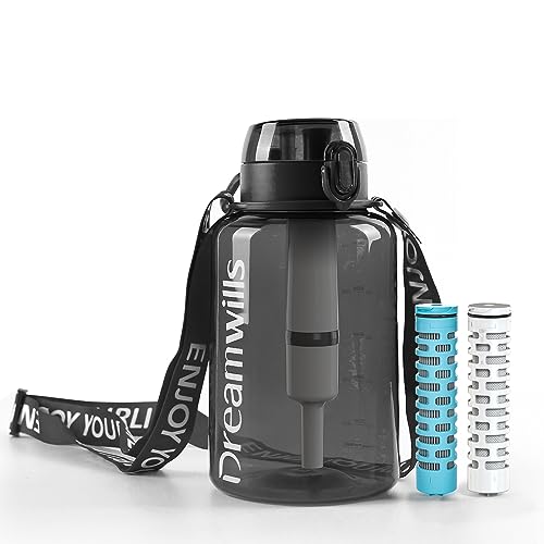 Dreamwills 0.01μm Filtered Water bottle with Strap,40oz,NSF Certified Fitness and Adventure Filter, for Hiking, Camping, Survival and Travel,BPA-Free Tritan