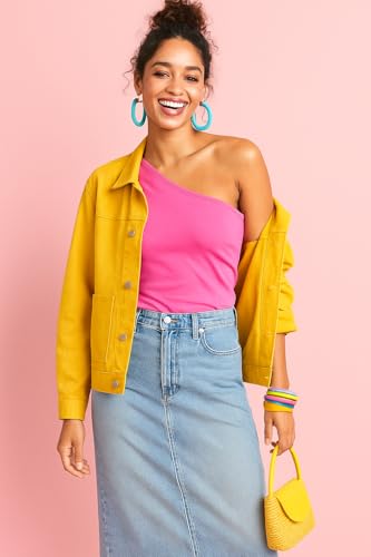 Classic- Oversized Button Up Denim Jacket- Soft Denim 3/4 Sleeve- Blue Denim Long Sleeve- Pink, Purple, White, Yellow2
