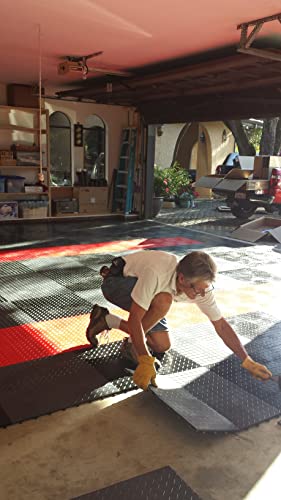 Racedeck Diamond Plate Design, Durable Interlocking Modular Garage Flooring Tile (48 Pack), Black #TOP3