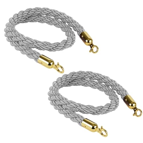 CAIFEXUE Stanchion Rope Queue Barrier Ropes 1M/1.5M/2M,Crowd Control Rope,Braided Hemp Rope for Queue Divider, Rope Safety Barrier, Twisted Hemp Rope Queue Line Barrier/Grey/2M