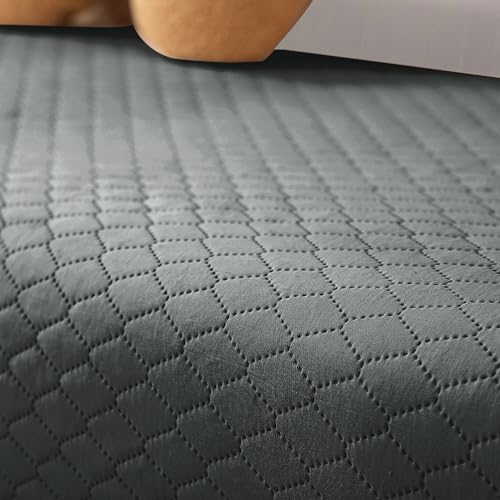Image of HOKIPO Polyester Quilted Sofa Cover Mats For 1 /2 /3 Seater Sofa And L Shape. Make Your Own Sofa Cover Set, Mat Length 90(D) X 120(L) Cm, Grey (NEW-720-GRY)
