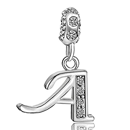 JMQJewelry A Initials Letters A Mother Daughter Birthday Birthstone White Dangle Alphabet Charms Bracelets Mom Son Brother Sister Wife Husband Jewelry