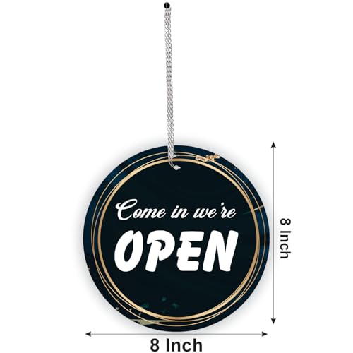 Image of KREEPO Unique Design of Open and Closed Wall Hanging, Sign Board Office Decor, Double-Sided Sign for Business Purpose (8inch x 8inch)
