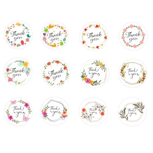 Lot de 120 autocollants ronds de remerciement de 2,5 cm pour petites entreprises, 12 styles