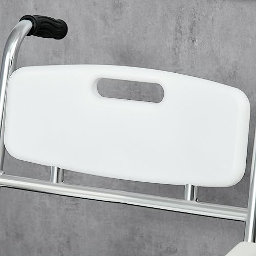 Homcom 3 In 1 Shower Commode Wheelchair, Transport Beside Commode Chair, Waterproof Rolling Over Toilet Chair 330 Lbs. Weight Capacity With Padded Seat, White #TOP7
