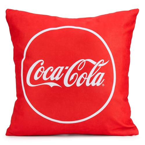 The Gift Scholars Coca Cola - Copricuscino rosso con licenza ufficiale Coca Cola, 40 x 40 cm, con cerniera. Motivo su entrambi i lati. Effetto velluto e design su entrambi i lati