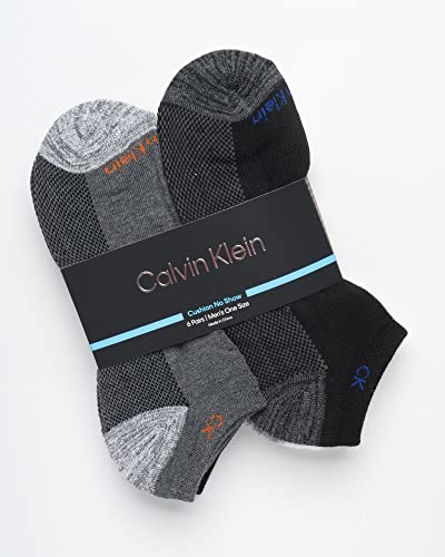 Image of Calvin Klein Mens No Show Socks - 6 Pack Soft Cotton Blend Cushioned Athletic Low Cut Socks for Men for Sports and Running