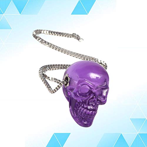 Amosfun Colar pingente de caveira de resina transparente 3D Halloween roxo pingente colar colar joia