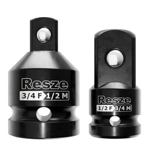 Resze 2PCS Impact Socket Adapter and Reducer Set 3/4to 1/2 & 1/2to 3/4 Drive Socket Adapter Set Square Adapter Breaker Bar Wrench Conversion Kit Mechanic tools