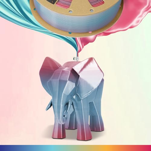 Image of OVERTURE Silk PLA Rainbow Filament 1.75mm, Bi-Color Shiny PLA Finish, Smooth & Glossy, 1kg Spool (2.2lbs), Ideal for Cosplay Jewelry & Home Decor (Silk Vaporwave)