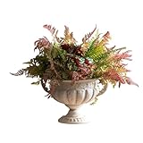Vintage Urn Planter with Embossed Pattern, Decorative Flower Pot, Classic Round Plant Pot, European Shabby Chic Centerpiece for Mantel, Table, Entryway or Living Room Decor（13.6 * 11.9 * 8.5 in）