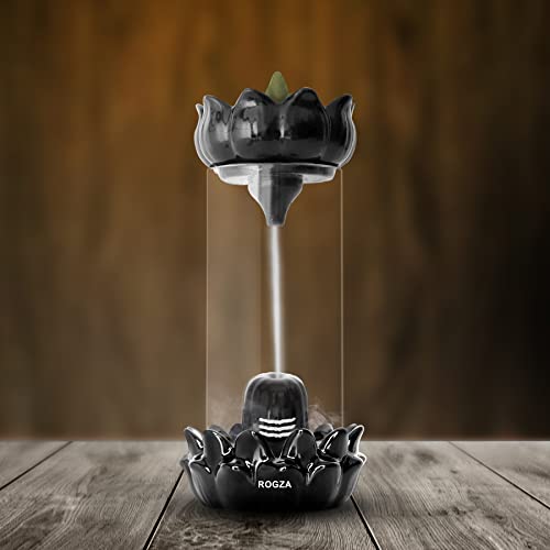ROGZA-Ceramic-Shivling-Design-Smoke-Backflow-Incense-Burner-Cone-Incense-Holder-With-30-Backflow-Incense-ConesMulti-ColorRound