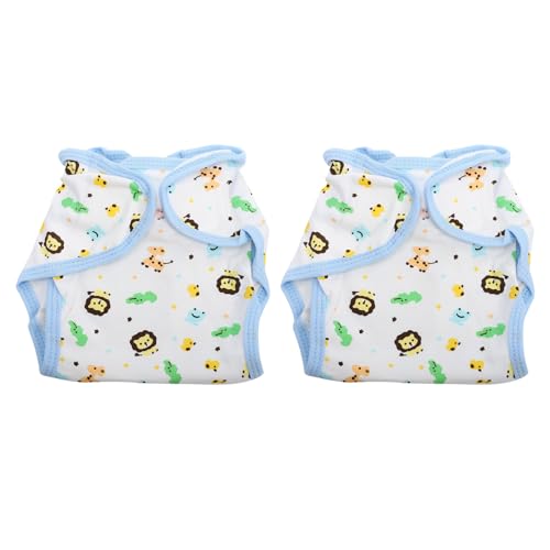 TOYANDONA Pantalones de Pañal Lavables de Algodón para Ñiño 0-2 Años, 2 Piezas, Talla Única Estampado de León y Cocodrilo, Transpirables Prueba de Fugas, Ideales para Entrenamiento de