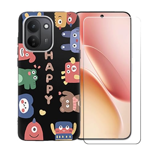 LCEHTOGYE �K�p Vivo iQOO Z11 +�����K���X�X�N���[���v���e�N�^�[�p�P�[�X�A�K�p Vivo iQOO Z11 (6,83")�ƌ݊����̂���u���b�N�\�t�gTPU�V���R���Q���P�[�X�ی�J�o�[ LLM45