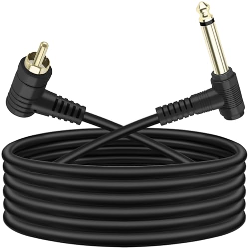 Cable adaptador 6.6 ft 1/4" a RCA ángulo 90° miniatura 2