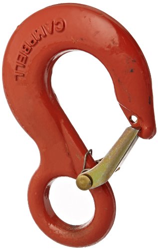 Campbell 3924215IL Drop-Forged Alloy Steel Eye Hoist Hook with Integrated Latch, Painted Orange, 22 Trade, 1 ton Working Load Limit