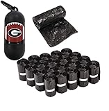 NCAA Georgia Bulldogs Licensed Poop Waste Bag Dispenser and Leash D Ring with 300 Premium Pet Waste Bags