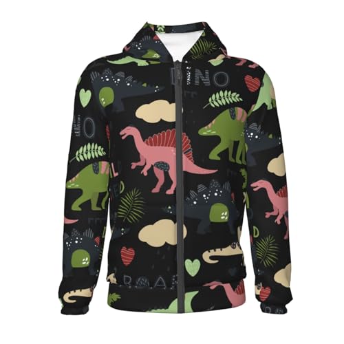 Cute Dinosaurs Kids Pullover Hoodies Boys Zip Up Sweatshirts Girls Athletic Clothes with Pocket2