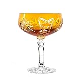 Gewicht: ca. 335 g Sektglas Sektschale Sektkelch Schleuderstern 200 ml Gelb Handgeschliffen Kristallglas