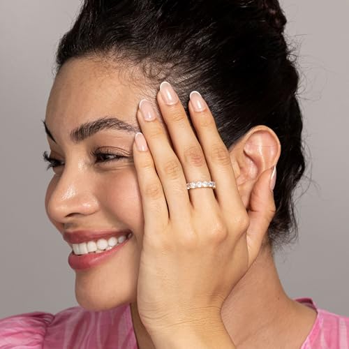 PAVOI 14K Gold Plated Cubic Zirconia Love Rings - 4mm Stackable for Women2