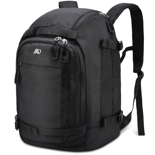 MoopGou Ski Boot Bag 50L Ski Boot Travel Backpack 1680D Nylon Waterproof Ski Bag for Ski Boots Ski Helmet Goggles Gloves Apparel & Skiing Gear Accessories for Men Women and Youth- Black