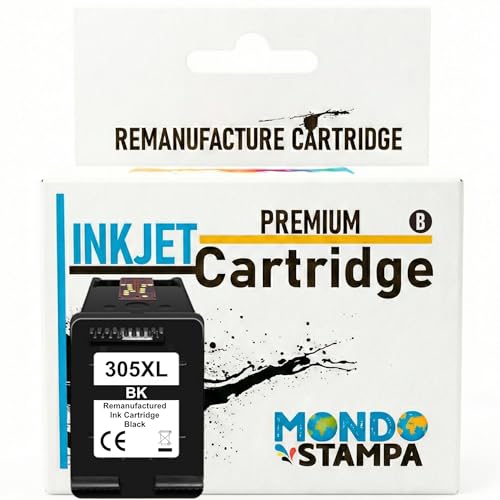 Mondo Stampa - Wiederaufbereitete Patrone [1 x 305XL Schwarz] Hohe Kapazität kompatibel mit HP DeskJet 2820E 2810E 2700 2710e 2720e 4120e 2721e Plus 4100 4120 Envy 6020e 6032e Pro 6430