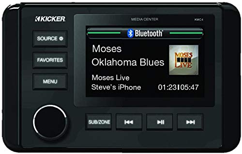 KICKER Receiver and Speakers Package of 2 Items - in-Dash KM Series Digital Media Marine Receiver with RCA Audio Cable - Stereo Kit - 46KMC4 Receiver & 47KMI10 Cable
