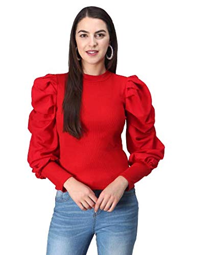 Image of FUNDAY FASHION Women's Cotton Full Sleevs Flurred Regular Fit Top