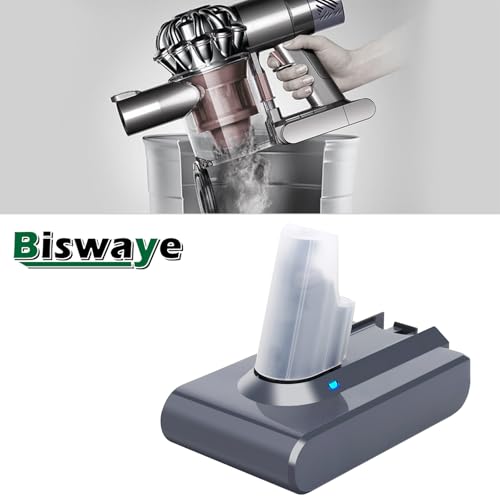Image of Biswaye Compatible with Dyson V6 Battery Replacement Compatible with Dyson V6 DC62 DC59 DC58 SV03 SV04 SV06 SV09 Slim Animal Absolute Motorhead 21.6V Cordless Vacuum Batteries