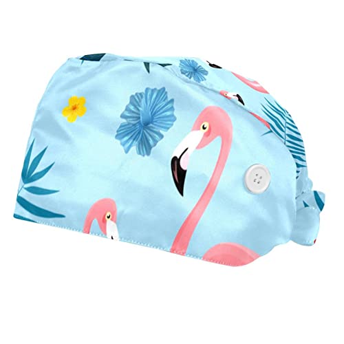 Casquette de travail flamants roses et fleurs rouges pour homme et femme lot de 2