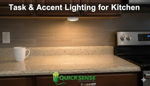 Image of Quick Sense LED Light | 2 Pack Battery Operated Under Cabinet Lighting | Color Changing Closet Fixture with Remote | Stick On for Kitchen, Shelf, Cupboard