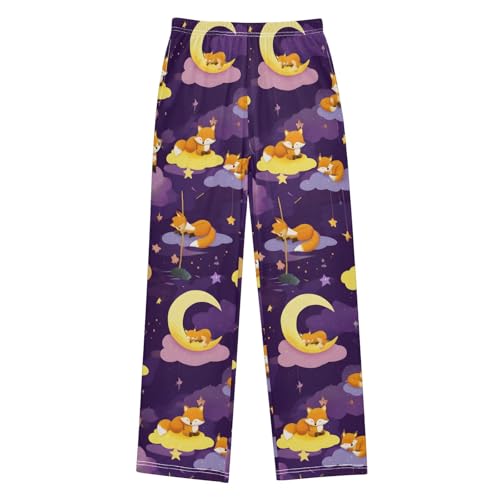 Dreamy Fox Pattern Pajama Pants Elastic Waist Lounge Pajama Bottoms Long Pj Pants with pockets