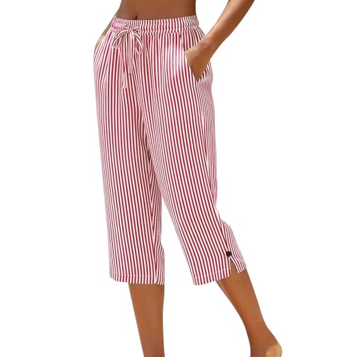 Pantalon capri léger femme jambe large pantalon décontracté chic fluide