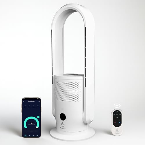 EcoNour 3-in-1 Bladeless Tower Fan with Heater Cooler & Air Purifier + Advanced UV-C Sterilization Sleep Mode | 9 Speeds Fast Heating Quiet App Control Alexa & Google Assistant Support & Remote