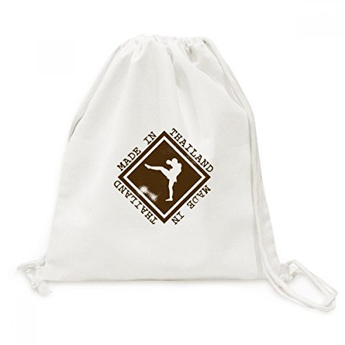 Faire en Thaïlande Boxe Art Toile Drawstring Backpack Sac Cordon Solide