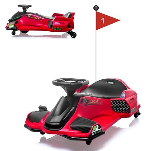 GarveeLife Kids Drifting Car,12V Ride On Go Kart 45W Brushless Quiet Motor