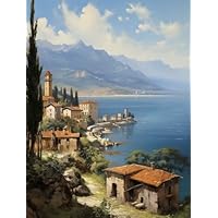 Eiialerm Kreuzstich Set Stadt Bei Sonnenuntergang - Vorgedrucktes DIY Stickbild 40x50cm Für Anfänger