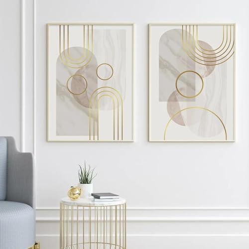 Toile murale abstraite haute définition YAJNILUCK triptyque géométrique de luxe - 5