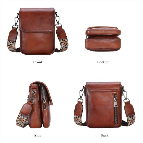 Image of HESHE Small Leather Crossbody Bag for Women RFID Phone Purse with Card Slot | Anti Theft,Genine Leather,Wide Adjustable Strap,Multi-Pocket Fits 6.9 inch Phone Trendy Shoulder Cross Body Bag for Daily,Travel