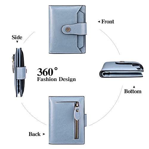 Image of FALAN MULE Small Wallet for Women Leather Bifold Compact RFID Blocking Small Womens Wallet