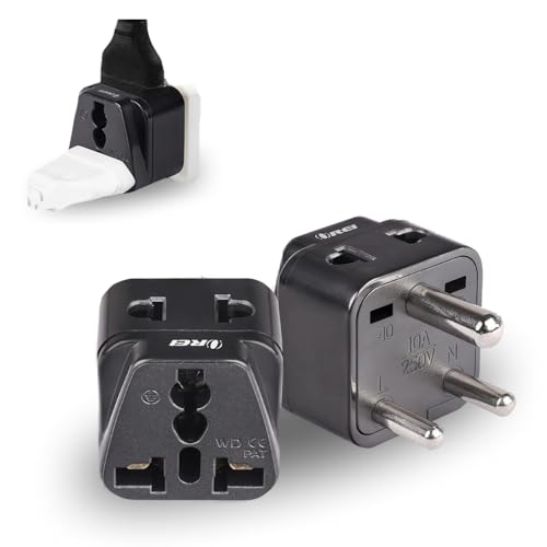 OREI UK to India Adapter Plug - 2 in 1 Type D US to India Converter Plug - Universal Input (UK, USA, Canada, EU & More) - CE & Rohs Certified (2 Pack)