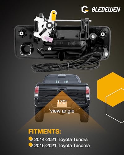 Image of Camera W / Tailgate Handle, Compatible with 2014-2019 Toyota Tundra, 2016-2020 Toyota Tacoma, W / Key-Hole, 170 Viewing Angle, Backup Camera Kit, Rear View Camera, Back Up Camera, Reverse Camera