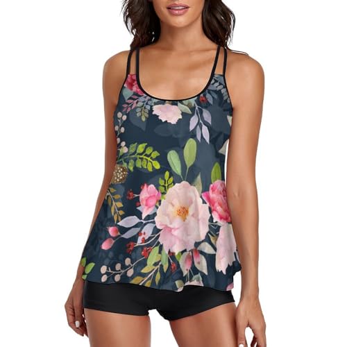 Robe de plage tankini aux roses aquarelles pour vos journées ensoleillées